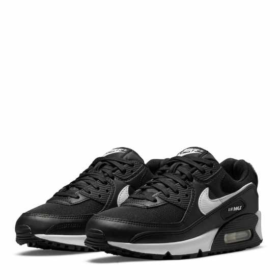 Nike Мъжки Маратонки Air Max 90 Womens Trainers Черно/Бяло Дамски маратонки