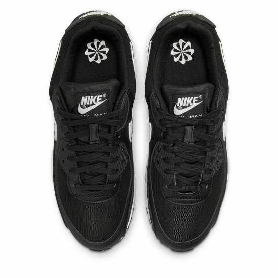 Nike Мъжки Маратонки Air Max 90 Womens Trainers Черно/Бяло Дамски маратонки