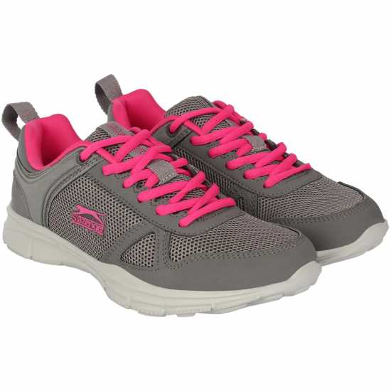 Slazenger Дамски Обувки За Бягане Force Mesh Running Shoes Ladies Charcoal/Pink Дамски маратонки