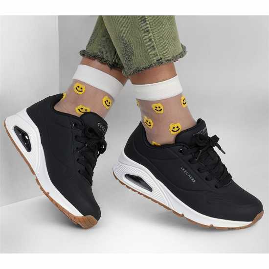Дамски маратонки Skechers Uno Stand On Air Trainers Womens Черно/Бяло Skechers Uno Stand On Air Trainers Womens Черно/Бяло Дамски маратонки
