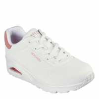 Skechers Uno Stand On Air Trainers Womens White/Pink Дамски високи кецове