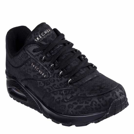 Skechers Uno Stand On Air Trainers Womens Black/Leopard Дамски маратонки