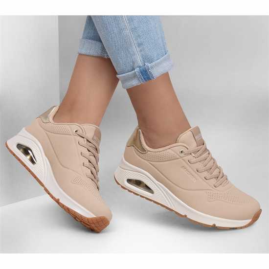 Skechers Uno Stand On Air Trainers Womens Nude/Metallic Дамски маратонки