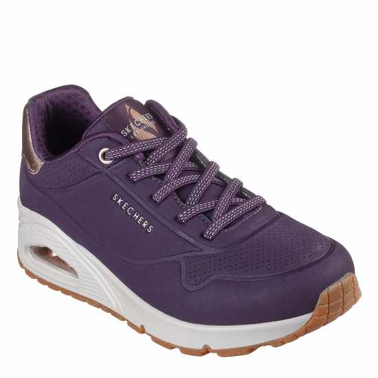 Skechers Uno Stand On Air Trainers Womens Purple/Metallic Дамски маратонки