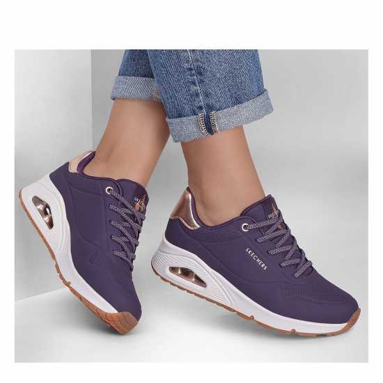 Skechers Uno Stand On Air Trainers Womens Purple/Metallic Дамски маратонки