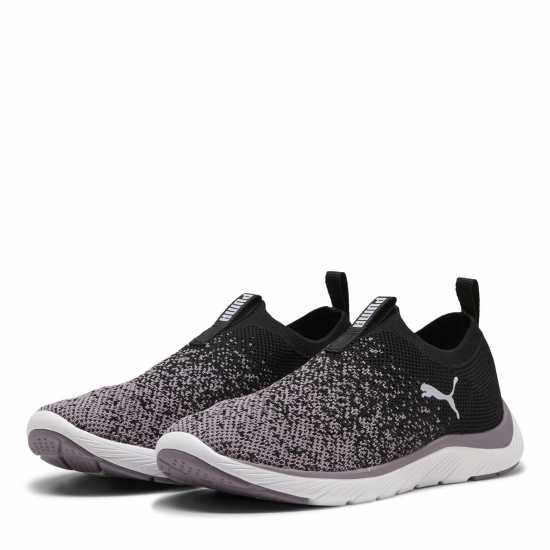 Puma Softride Remi Slip-On Knit Wn's Runners Womens Black/Wht/Plum 