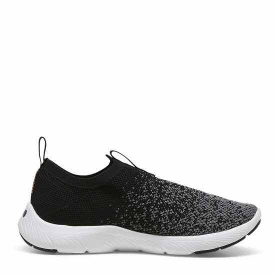 Puma Womens Softride Remi Slip-On Knitted Runners Black/Wht/Gold Puma Womens Softride Remi Slip-On Knitted Runners Black/Wht/Gold
