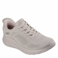 Skechers Womens Engineered Knitted Bungee Slip-On Runners Natural 