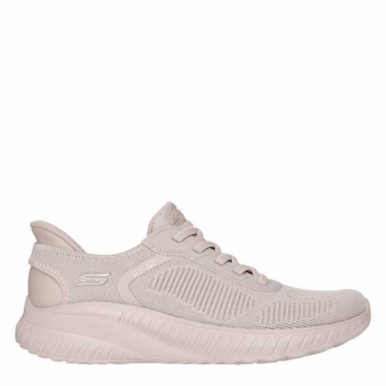 Skechers Womens Engineered Knitted Bungee Slip-On Runners Natural 