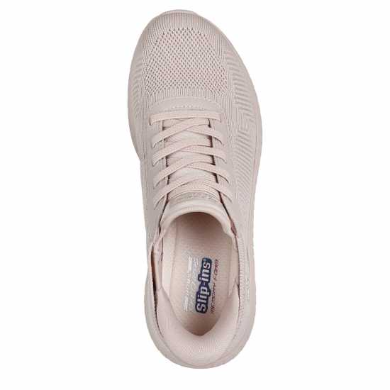 Skechers Womens Engineered Knitted Bungee Slip-On Runners Natural 