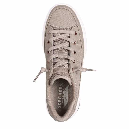 Skechers Arch Fit Arcade-Meet Ya There Canvas Trainers Womens Taupe 