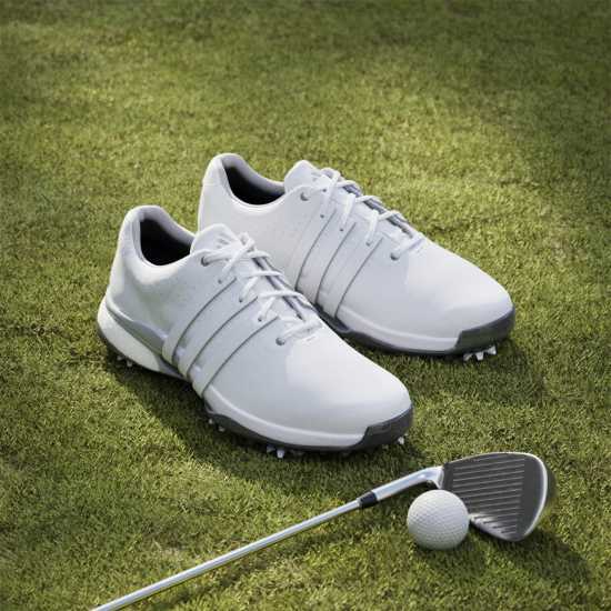 Adidas Мъжки Обувки За Голф Tour360 24 Wide Golf Shoes Mens Бяло/сребро Голф обувки за мъже