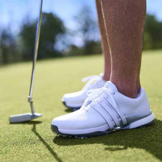 Adidas Мъжки Обувки За Голф Tour360 24 Wide Golf Shoes Mens Бяло/сребро Голф обувки за мъже
