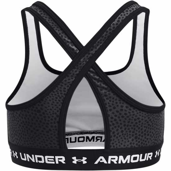 Under Armour Mid Crossback Printed Sports Bra Girls Black Спортни сутиени