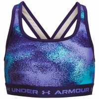 Under Armour Mid Crossback Printed Sports Bra Girls Sonar Blue Спортни сутиени