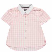 Sale Soulcal Short Sleeve Shirt Infant Girls Pink Gingham Детски ризи