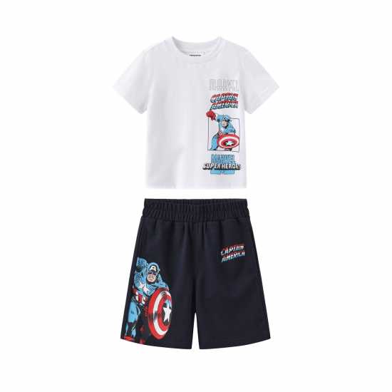 Детско облекло с герои Character T-Shirt Set Juniors Капитан Америка Character T-Shirt Set Juniors Капитан Америка Детско облекло с герои