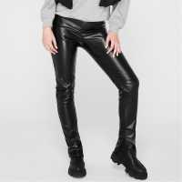 Split Hem Faux Leather Trousers  Дамско облекло плюс размер