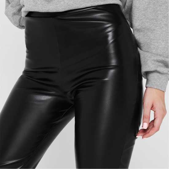 Split Hem Faux Leather Trousers  Дамско облекло плюс размер