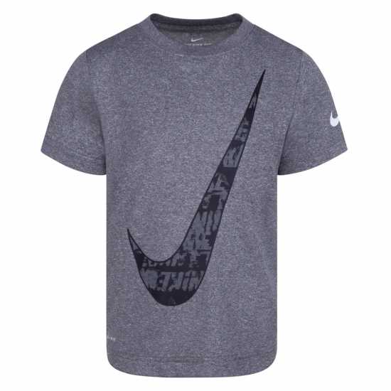 Nike Text Swoosh T-Shirt Infant Boys Grey/Black - Детски тениски и фланелки