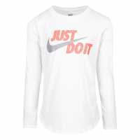Nike Тениска Long Sleeve T Shirt White Детски тениски и фланелки