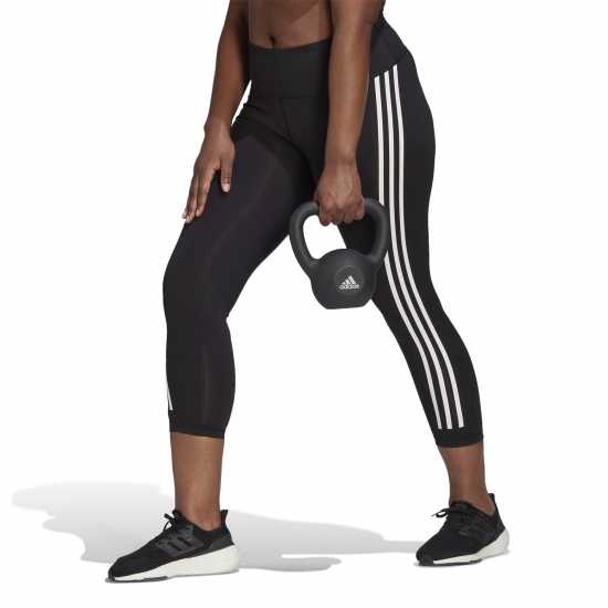 Adidas Optime Trainicons 3-Stripes 7/8 Leggings (Plus Siz Black / White Дамски клинове за фитнес