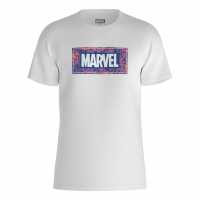 Character Marvel Logo Paisley T-Shirt White Дамски стоки с герои