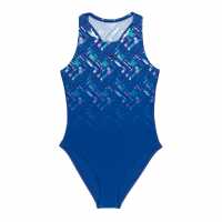 Slazenger Sports Back 1 Piece Swimsuit Juniors Лилаво/Розово Детски бански и бикини