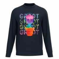 Marvel Groot Plant Pot Music Sweater Navy Мъжко облекло за едри хора