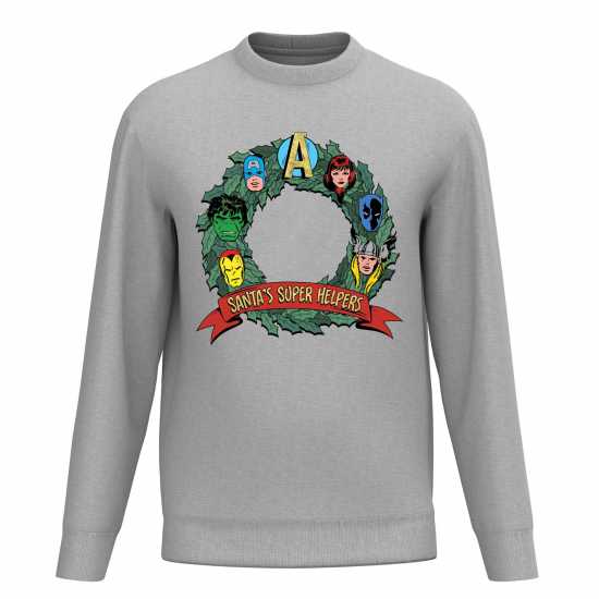 Marvel Avengers Christmas Wreath Sweater Grey Коледни пуловери