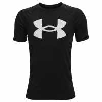 Under Armour Tech Big Logo Short Sleeve T-Shirt Junior Boys Black/White Детски тениски и фланелки