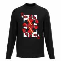 Marvel Deadpool Playing Card Sweater Black Мъжко облекло за едри хора