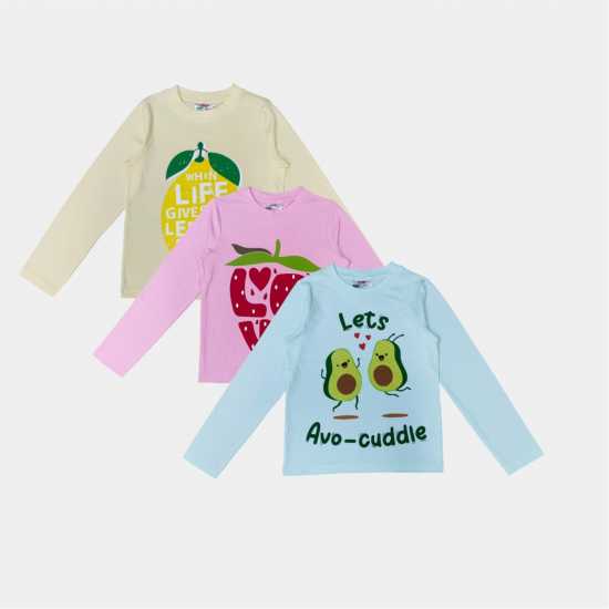 Star Kids' 3 Pack Cotton Fruit & Animal Print Long Sleeve Pyjama Set Плодове Star Kids' 3 Pack Cotton Fruit & Animal Print Long Sleeve Pyjama Set Плодове