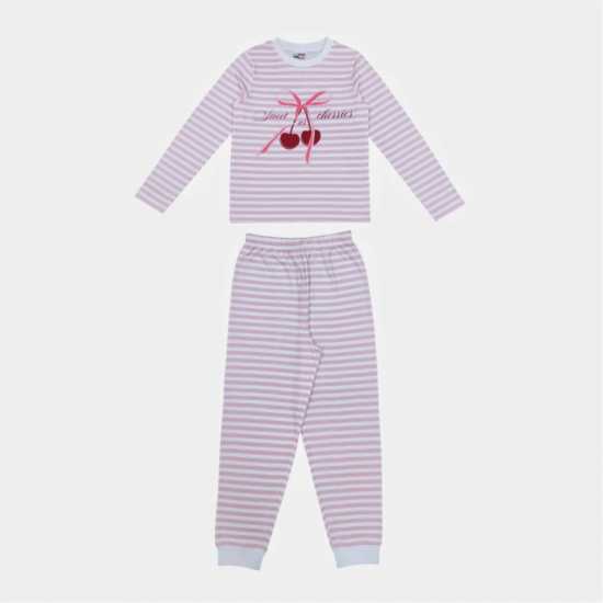Star Kids'  Cotton Long Sleeve Pyjama Set Черешова ивица 