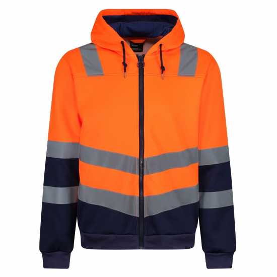 Regatta Pro Hi Vis Workwear Fleece Hoodie Orange/Navy 