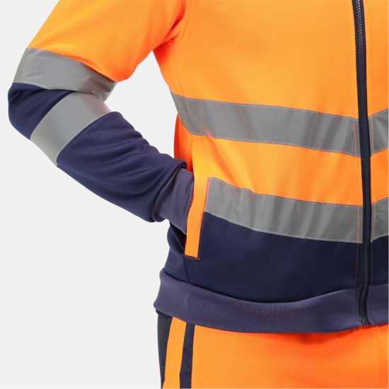 Regatta Pro Hi Vis Workwear Fleece Hoodie Orange/Navy - 