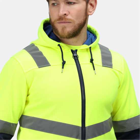 Regatta Pro Hi Vis Workwear Fleece Hoodie Yellow/Navy 