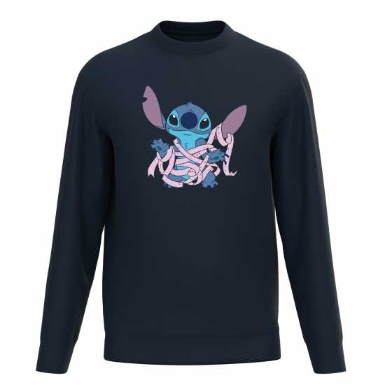 Disney Stitch Wrapped In Paper Sweater Navy Мъжко облекло за едри хора