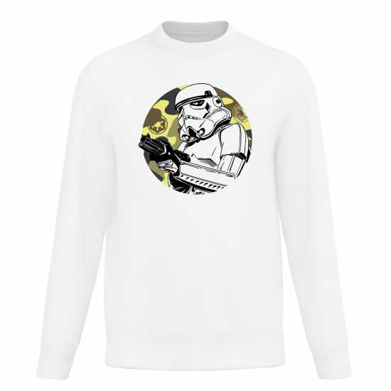 Star Wars Storm Trooper Camo Badge Sweater White - Мъжко облекло за едри хора