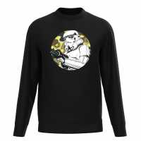 Star Wars Storm Trooper Camo Badge Sweater Black Мъжко облекло за едри хора