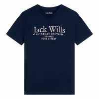 Wills Script T-Shirt Junior Boys Navy Blazer Детски тениски и фланелки