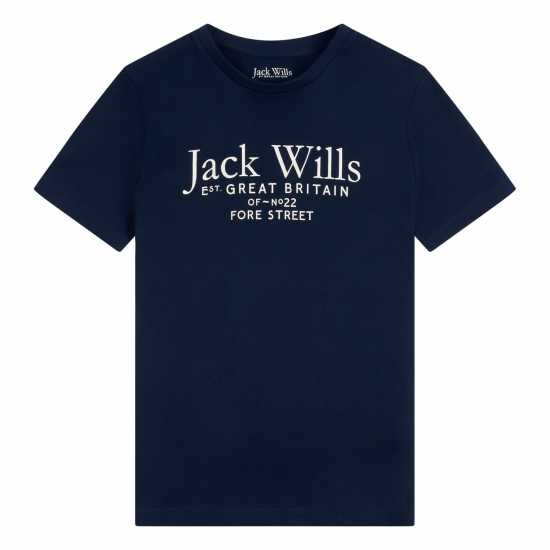 Jack Wills Wills Script T-Shirt Junior Boys Navy Blazer - Детски тениски и фланелки