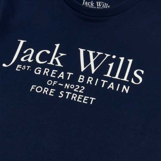 Jack Wills Wills Script T-Shirt Junior Boys Navy Blazer - Детски тениски и фланелки