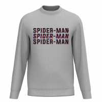 Marvel Spiderman Type Logo Sweater Grey Мъжко облекло за едри хора