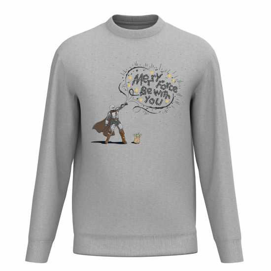 Star Wars Merry Force Be With You Sweater Grey - Мъжко облекло за едри хора