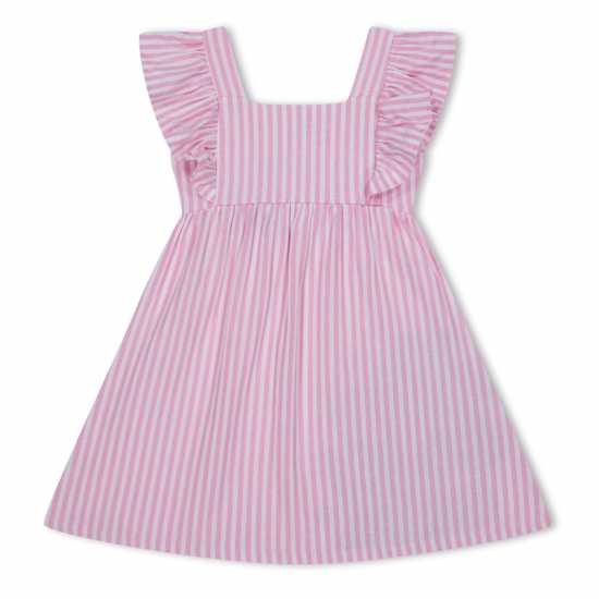 Character Рокля На Ивици Girls Minnie Mouse Frill Sleeve Stripe Dress