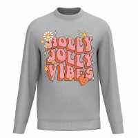 Plain Lazy Holly Jolly Vibes Sweater Grey Мъжко облекло за едри хора