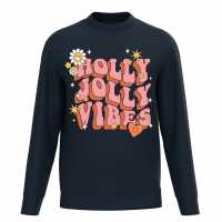 Plain Lazy Holly Jolly Vibes Sweater Navy Мъжко облекло за едри хора