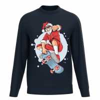 Plain Lazy Skateboard Santa Sweater Navy Мъжко облекло за едри хора