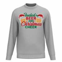 Plain Lazy Beer And Christmas Cheer Sweater Grey Коледни пуловери